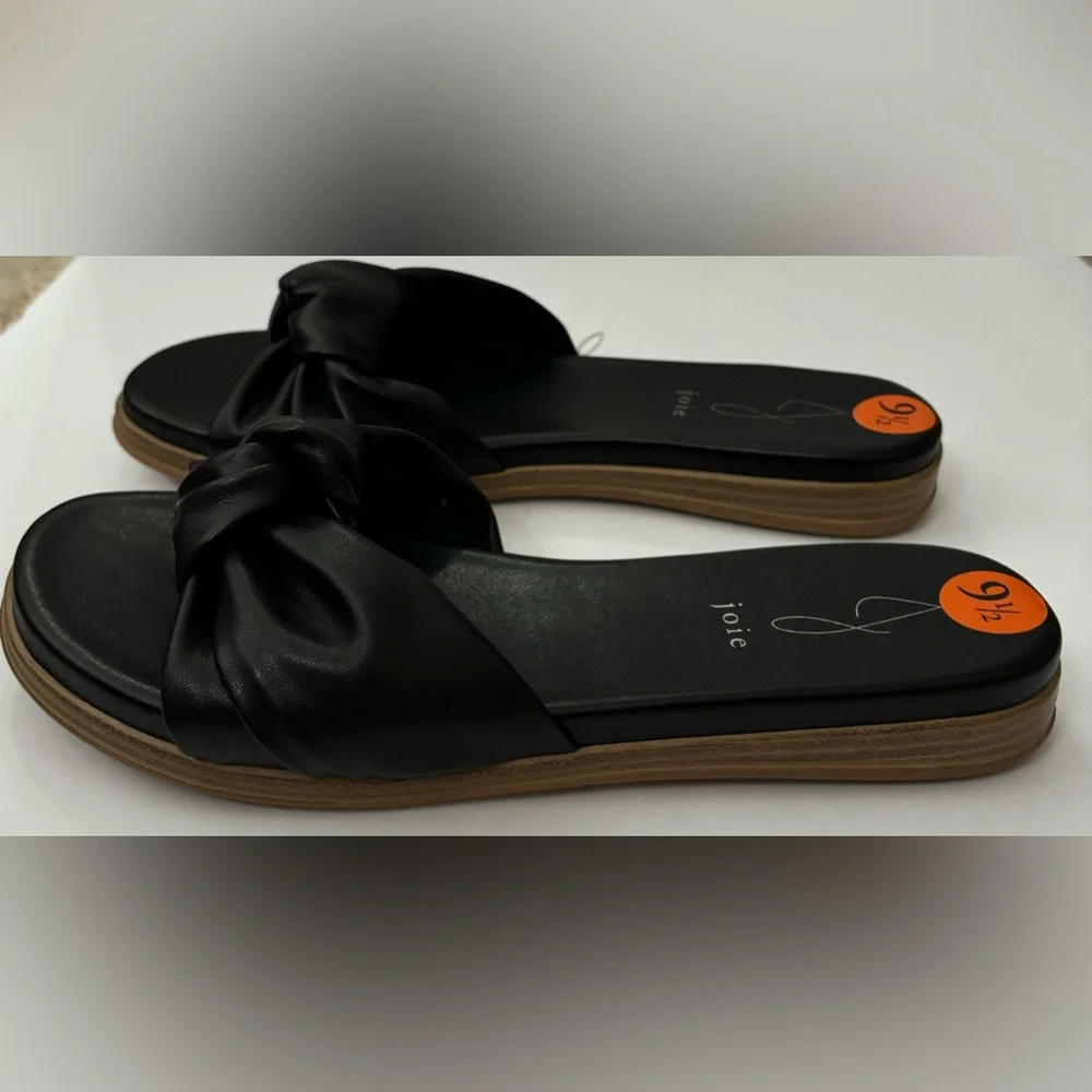 Joie Women’s Black Single Strap Knot Sandals size 9.5 Summer Casual Vacation